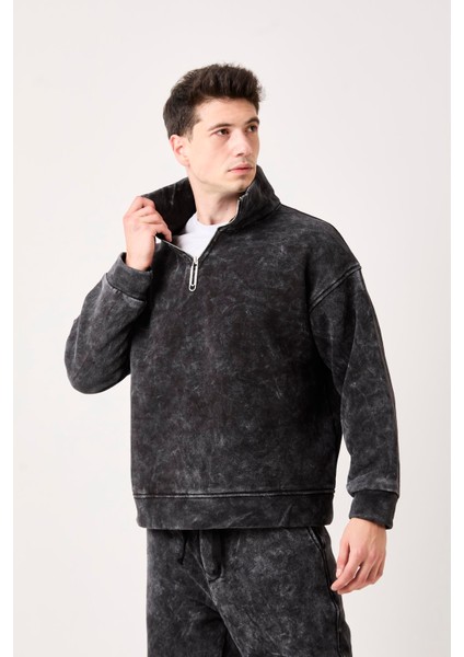 X-4002 Yaka Yarım Fermuar Yıkamalı Üç Iplik Şardonlu Sweat fiyatları