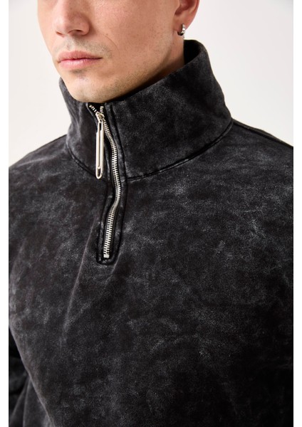 X-4002 Yaka Yarım Fermuar Yıkamalı Üç Iplik Şardonlu Sweat fırsatları