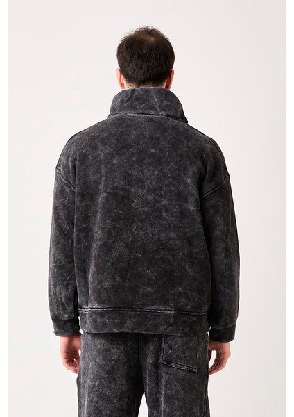 X-4002 Yaka Yarım Fermuar Yıkamalı Üç Iplik Şardonlu Sweat indirimleri