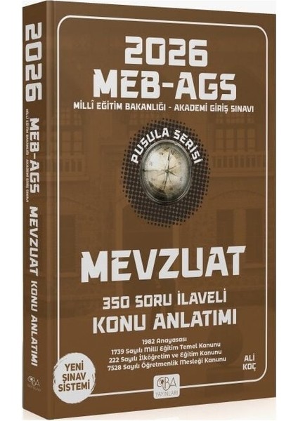 Cba Yayınları 2026 Meb-Ags Mevzuat Konu Anlatımı Pusula Serisi - Ali Koç Cba Yayınları