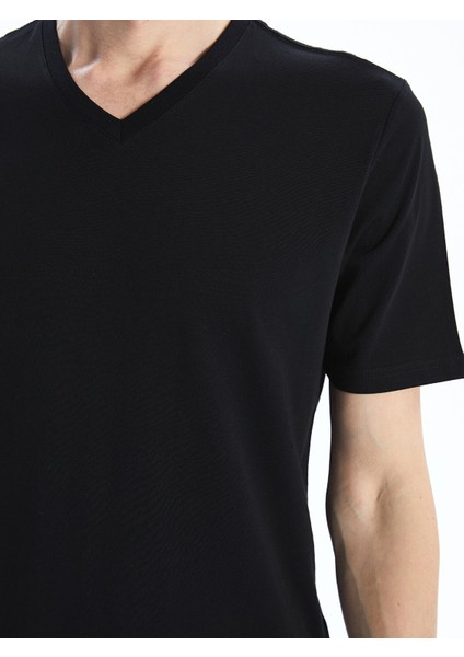 Yeni Sezon V Yaka Kısa Kollu Penye Erkek Tişört modelleri