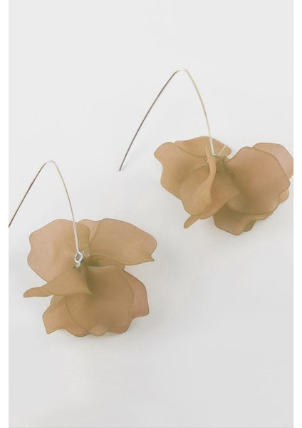 Ds-Derin Çiçek Figürlü Zara Küpe-Kahverengi