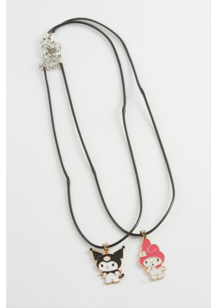 Ds-Derin Çzgflm Karakteri Arkadaşlık Kolyesi Çift Kolye-Siyah