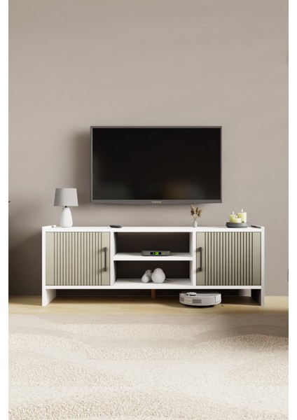 Molde Modern Tv Sehpası Mdf Membran Kapaklı Raflı Tv Ünitesi Televizyon Sehpası