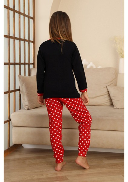 Mnn Puantiye Baskılı Kız Çocuk Pijama takımı - Siyah fiyatları