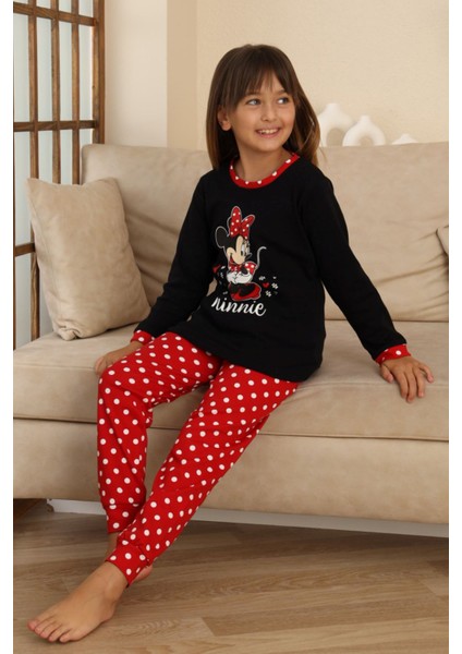 Mnn Puantiye Baskılı Kız Çocuk Pijama takımı - Siyah indirimleri