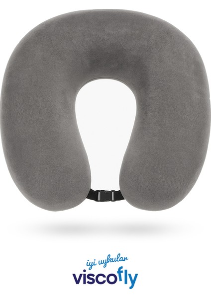 Viscofly Visco Ortopedik Seyahat Yastığı- Boyun Yastığı - 30*30*10 Cm-% 100 Visco Dolgu-Kadife Kumaş