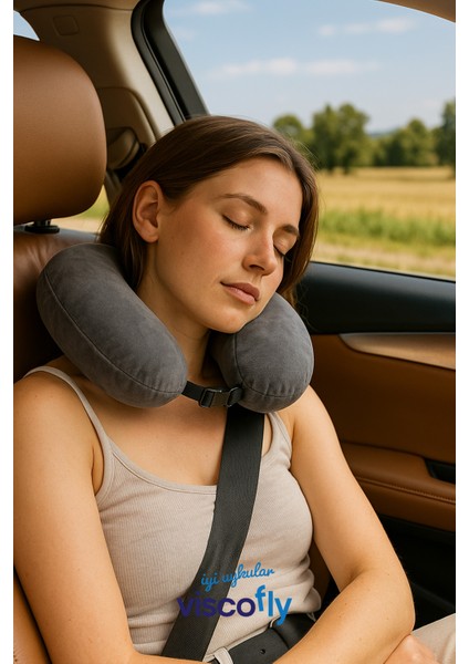 Viscofly Visco Ortopedik Seyahat Yastığı- Boyun Yastığı - 30*30*10 Cm-% 100 Visco Dolgu-Kadife Kumaş fırsatları