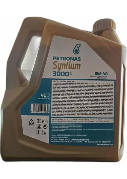 Syntium 3000 E 5W 40 Ileri Tam Sentetik Motor Yağı fiyatları