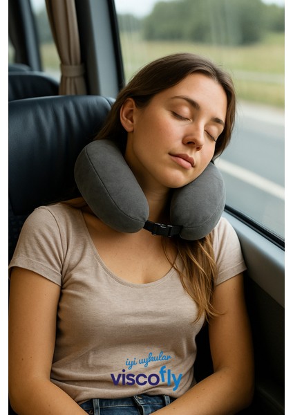 Viscofly Visco Ortopedik Seyahat Yastığı- Boyun Yastığı - 30*30*10 Cm-% 100 Visco Dolgu-Kadife Kumaş indirimleri