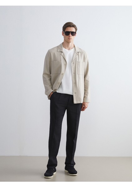 Yeni Sezon Standart Kalıp Keten Erkek Pantolon