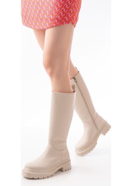 236-340 Bej Fermuarlı Günlük Kadın Çizme modelleri