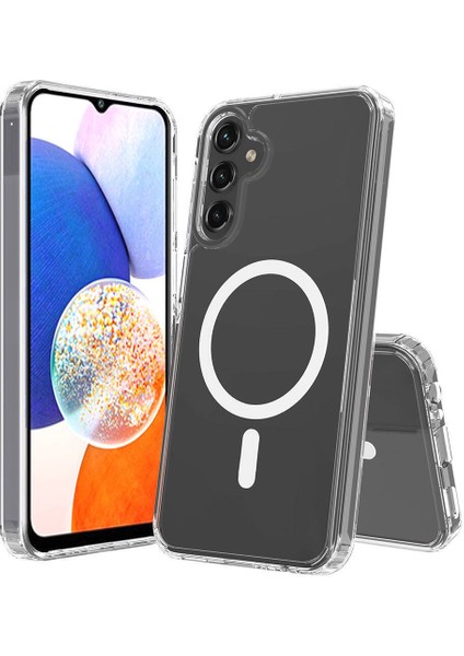 Samsung Galaxy S25 Fe Uyumlu Kılıf M-Safe Şarj Özellikli Sert Pc Embos Kapak Şeffaf