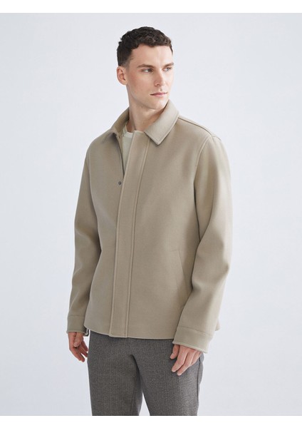 Yeni Sezon Standart Kalıp Gömlek Yaka Erkek Kaşe Mont