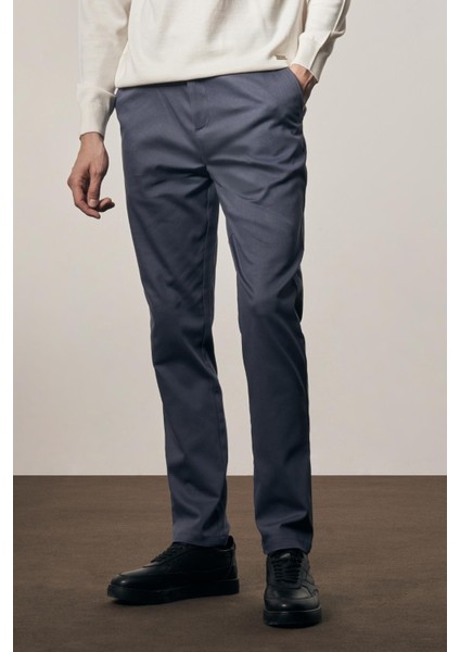 Indigo Mavi Yan Cep Düz Paça Pamuklu Comfort Fit Chino Casual Pantolon 1003255166 fiyatları