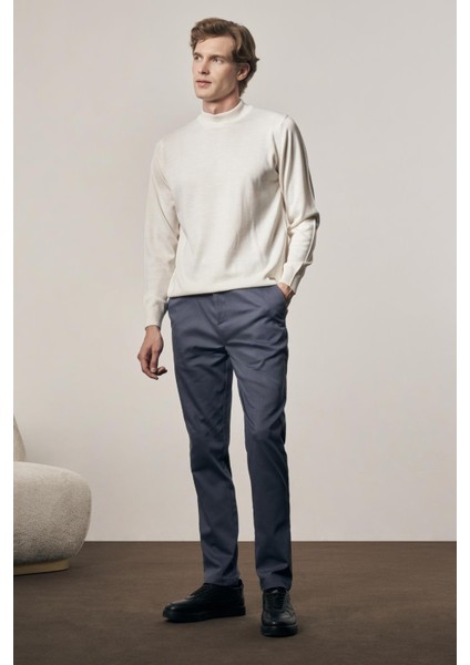 Indigo Mavi Yan Cep Düz Paça Pamuklu Comfort Fit Chino Casual Pantolon 1003255166 modelleri
