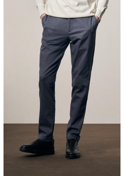 Indigo Mavi Yan Cep Düz Paça Pamuklu Comfort Fit Chino Casual Pantolon 1003255166 fırsatları