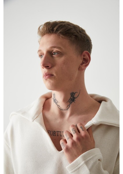 R-5850 Yaka Detaylı Örme Sweat fırsatları