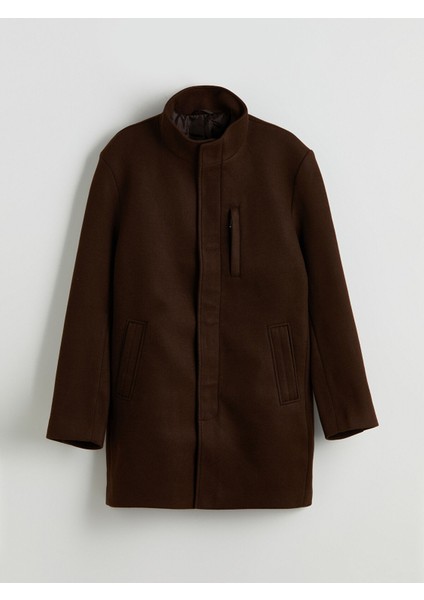 Yeni Sezon Standart Kalıp Dik Yaka Erkek Kaşe Kaban