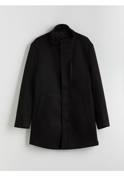 Yeni Sezon Büyük Beden Standart Kalıp Dik Yaka Erkek Kaşe Kaban