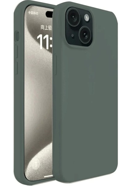 Bfs iPhone 15 Plus Kılıf First Silikon - Koyu Yeşil