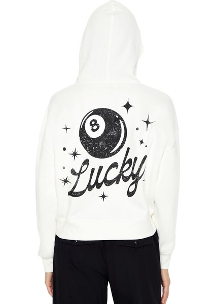 Lucky Yazılı Baskılı Sweatshirt