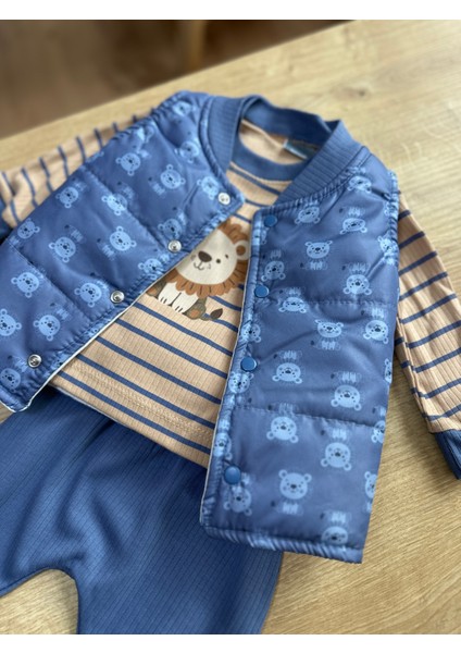 Ayıcıklı Şişme Yelekli Erkek Bebek 3'lü Takım fiyatları