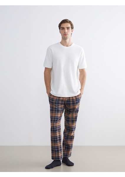 Yeni Sezon Standart Kalıp Ekose Erkek Pijama Alt