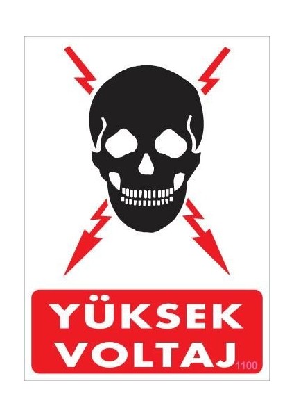 Yüksek Voltaj Uyarı Levhası 25X35 KOD:1100