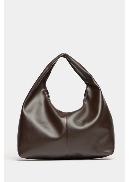 Kahverengi Pu Deri Kadın Shopper Omuz Çantası – Yumuşak Form Vintage Model