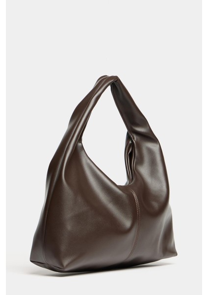 Kahverengi Pu Deri Kadın Shopper Omuz Çantası – Yumuşak Form Vintage Model modelleri