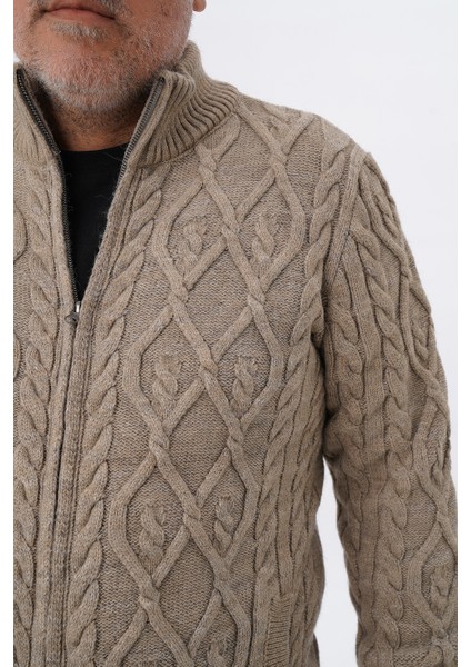 Büyük Beden Erkek Cepli Fermuarlı Yürütme Saç Örgülü Yün Hırka TRIST-2120 indirimleri