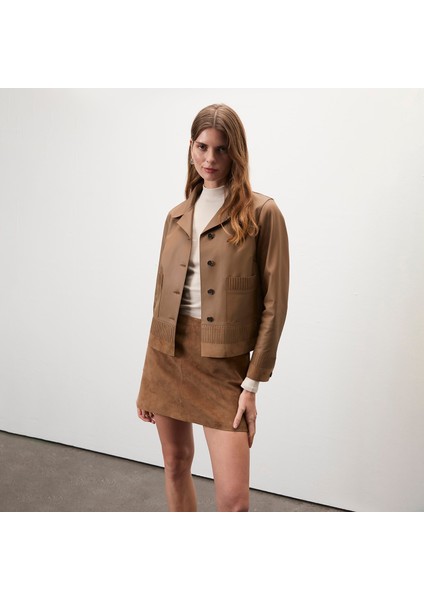 Alvira Açık Kahve Kadın Süet Etek