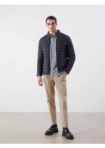 Yeni Sezon Slim Fit Dik Yaka Erkek Deri Görünümlü Ceket fiyatları