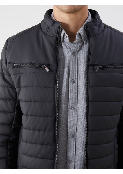 Yeni Sezon Slim Fit Dik Yaka Erkek Deri Görünümlü Ceket modelleri