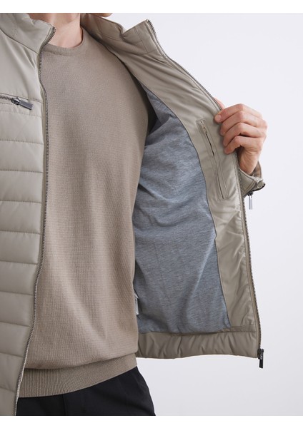 Yeni Sezon Slim Fit Dik Yaka Erkek Deri Görünümlü Ceket fırsatları