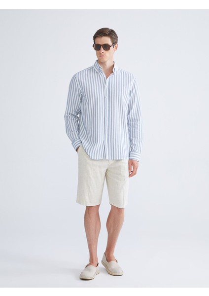 Yeni Sezon Regular Fit Uzun Kollu Çizgili Erkek Gömlek fiyatları
