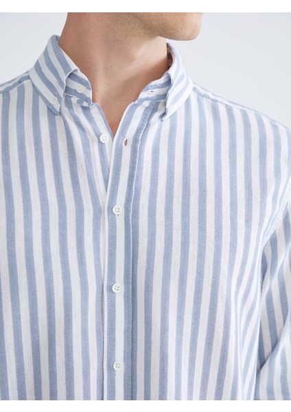 Yeni Sezon Regular Fit Uzun Kollu Çizgili Erkek Gömlek modelleri