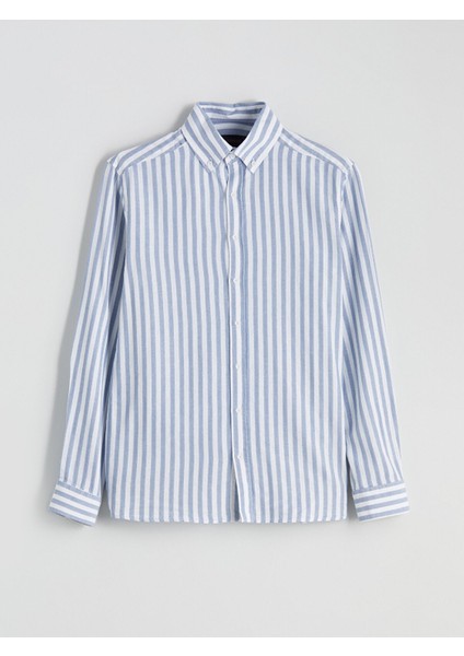 Yeni Sezon Regular Fit Uzun Kollu Çizgili Erkek Gömlek indirimleri