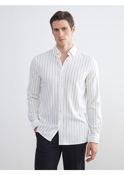 Yeni Sezon Slim Fit Uzun Kollu Çizgili Erkek Gömlek fiyatları
