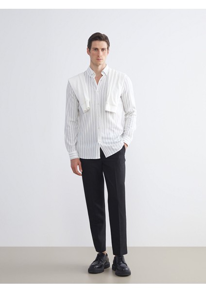 Yeni Sezon Slim Fit Uzun Kollu Çizgili Erkek Gömlek modelleri