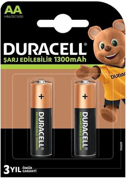 Duracell 1300 Ma Aa Şarjlı Kalem Pil 2'li Paket