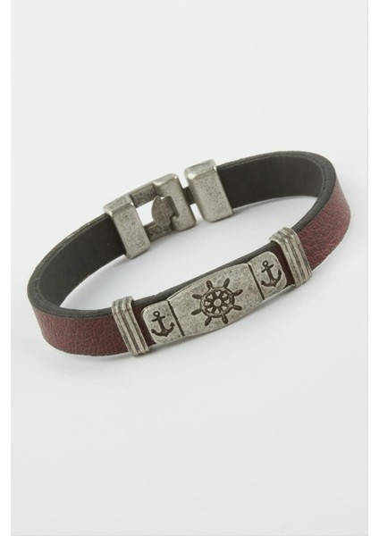 Ds-Derin Dümen Suni Deri Bileklik-Bordo