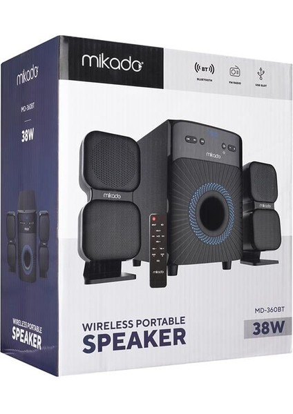 Mikado MD-360BT 2+1 38W Bt/aux/usb/fm/led Ekran Multimedia Speaker Ev Sinema Sistemi modelleri