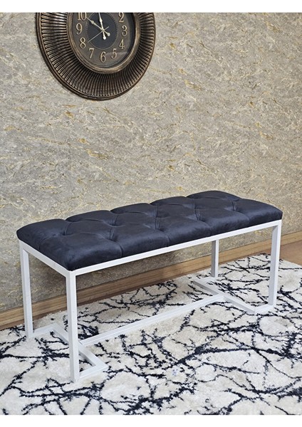 Beyaz Boyalı - L - Ayaklı 100 cm x 38 cm Oturak - Bench - Makyaj Taburesi - Makyaj Oturak Füme Renk 100 x 40 Boyut/ebat