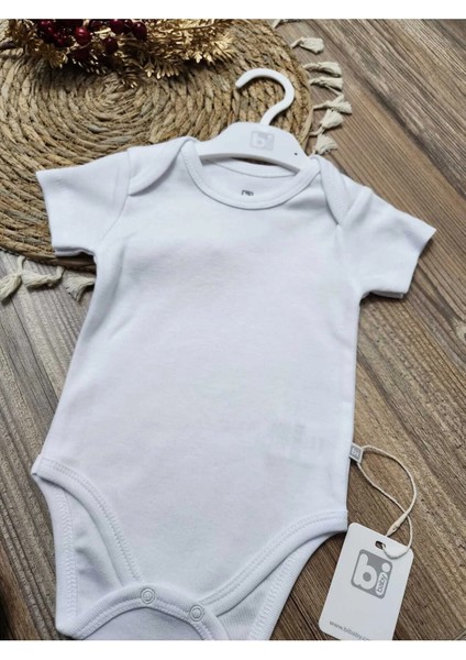 Bebek Beyaz Kısa Kol Zıbın %100 Pamuklu Organik