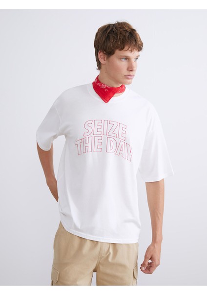 Yeni Sezon Bisiklet Yaka Baskılı Penye Erkek Tişört