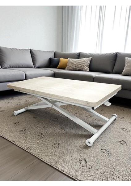 Home Üst Tabla Mdf Traverten Oval Köşe Alt Ayak Mekanizma Demir