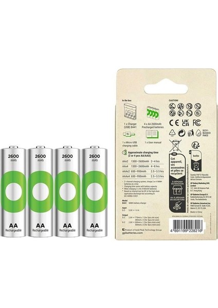Gp Recyko B441 4*2600 Mah R6 Aa Pilli Şarj Cihazı (B441/270HCER21-2GTLB4) modelleri
