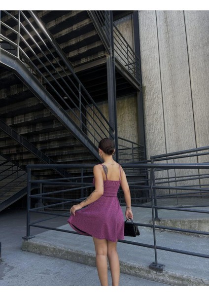 Ince Askılı Kruvaze Yaka Simli Elbise 582115 Gülkurusu fırsatları